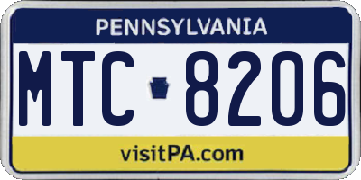 PA license plate MTC8206