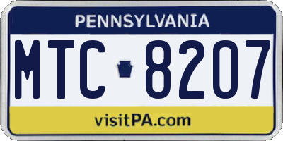 PA license plate MTC8207