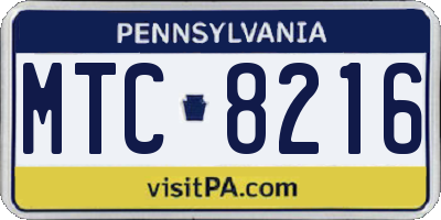 PA license plate MTC8216