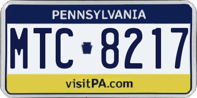 PA license plate MTC8217