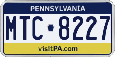 PA license plate MTC8227