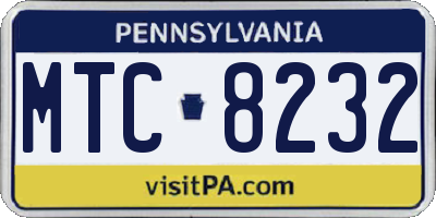 PA license plate MTC8232