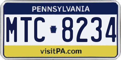 PA license plate MTC8234