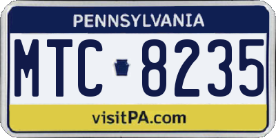 PA license plate MTC8235