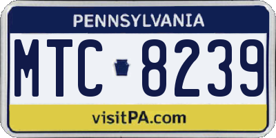 PA license plate MTC8239
