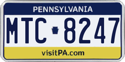 PA license plate MTC8247