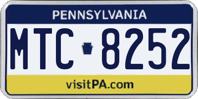 PA license plate MTC8252
