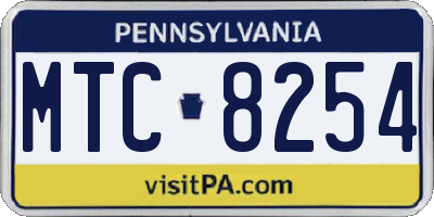 PA license plate MTC8254