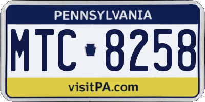 PA license plate MTC8258