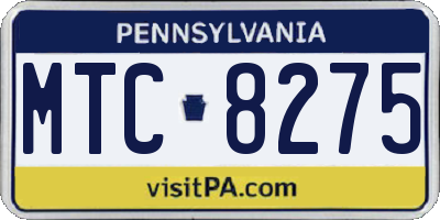 PA license plate MTC8275