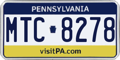 PA license plate MTC8278