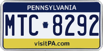 PA license plate MTC8292