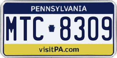 PA license plate MTC8309