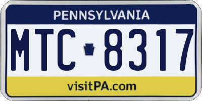 PA license plate MTC8317