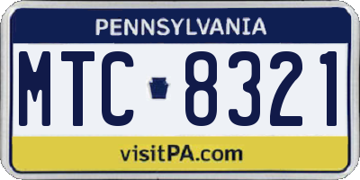 PA license plate MTC8321