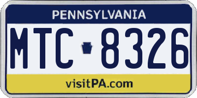 PA license plate MTC8326