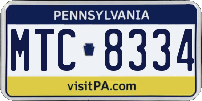 PA license plate MTC8334