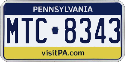 PA license plate MTC8343