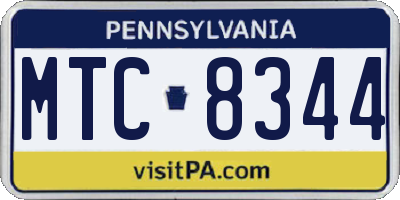 PA license plate MTC8344