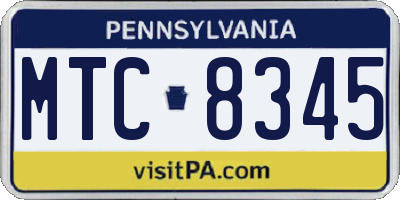 PA license plate MTC8345