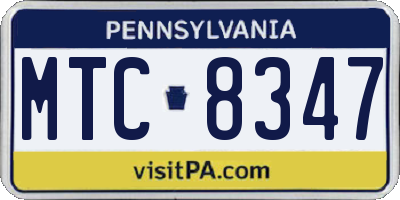 PA license plate MTC8347