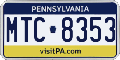 PA license plate MTC8353