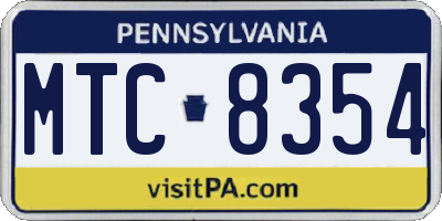 PA license plate MTC8354