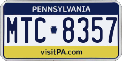 PA license plate MTC8357