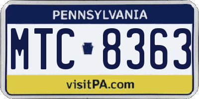 PA license plate MTC8363