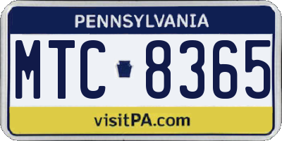 PA license plate MTC8365