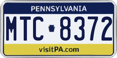 PA license plate MTC8372