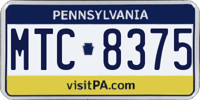 PA license plate MTC8375