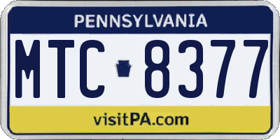 PA license plate MTC8377