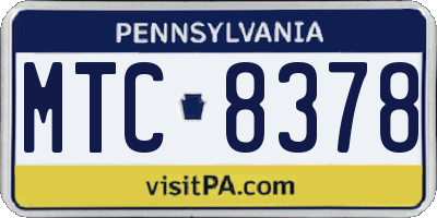 PA license plate MTC8378