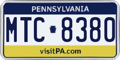 PA license plate MTC8380