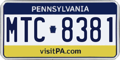 PA license plate MTC8381