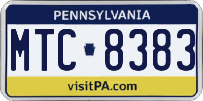 PA license plate MTC8383