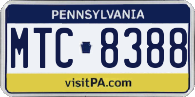 PA license plate MTC8388