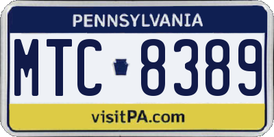 PA license plate MTC8389