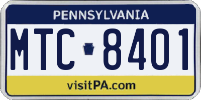 PA license plate MTC8401
