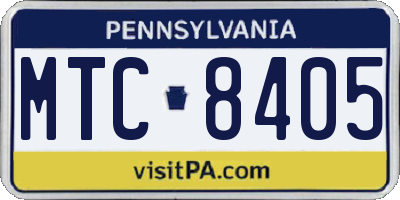 PA license plate MTC8405