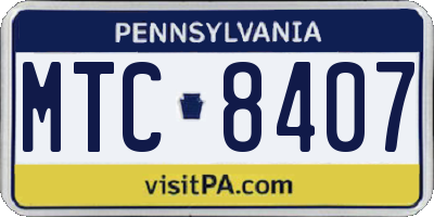 PA license plate MTC8407