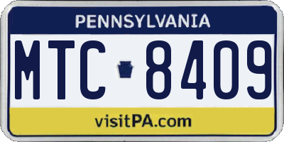 PA license plate MTC8409