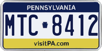 PA license plate MTC8412