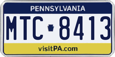 PA license plate MTC8413