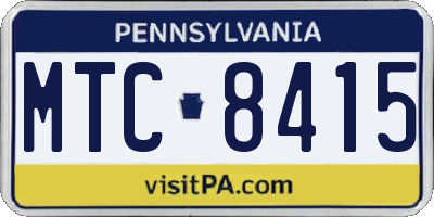 PA license plate MTC8415