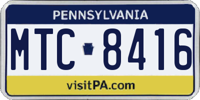 PA license plate MTC8416