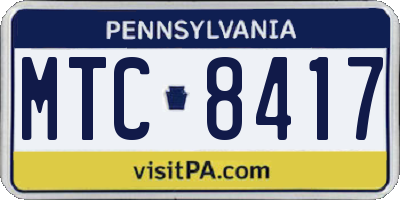 PA license plate MTC8417