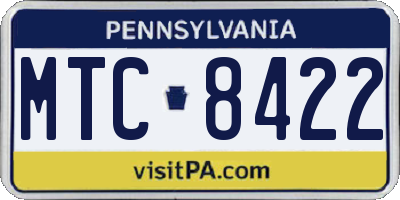 PA license plate MTC8422