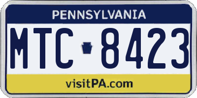 PA license plate MTC8423